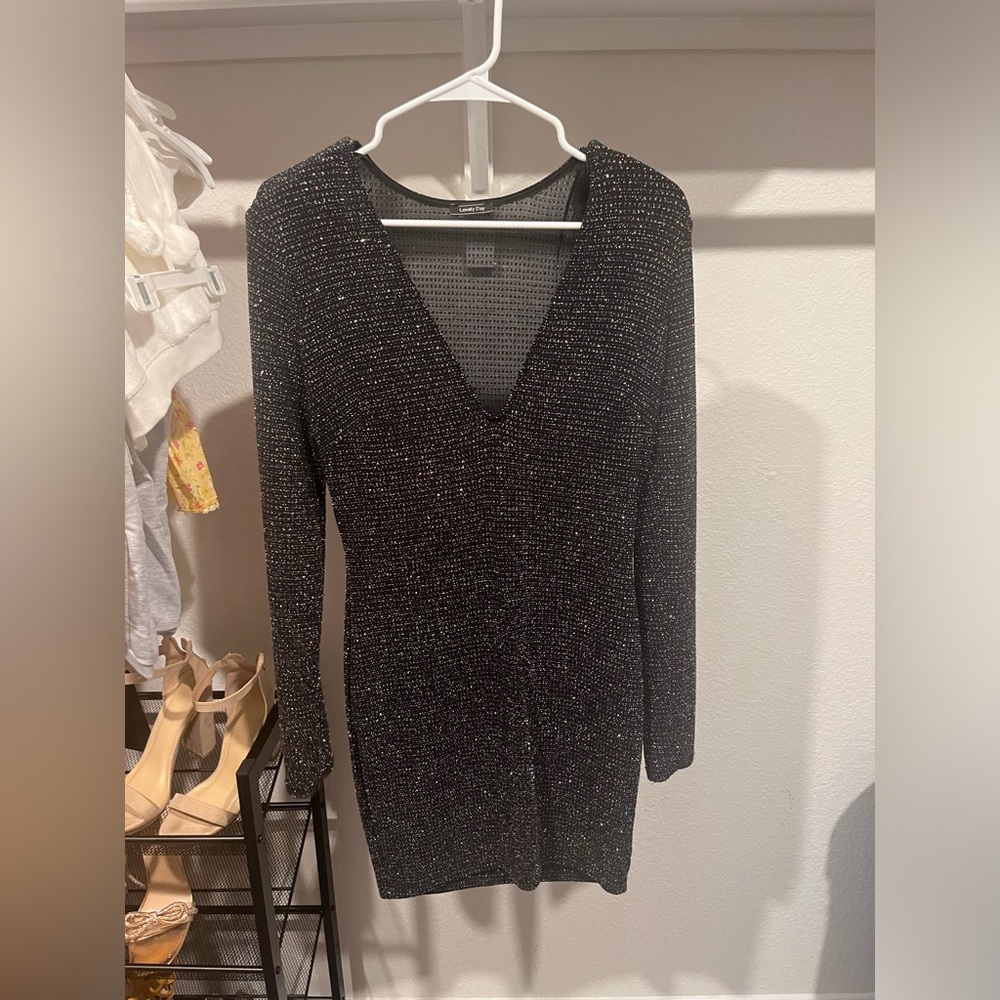 Black grayish sparkly formal cocktail dress